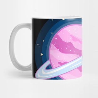 Cute Pink Planet Drawing Mug